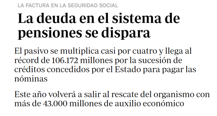 La Deuda en el sistema de pensiones se dispara