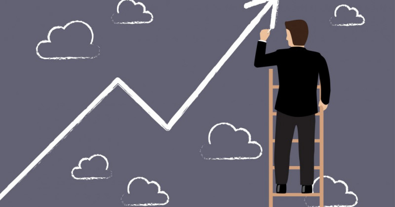 dibujo señor subido escalera