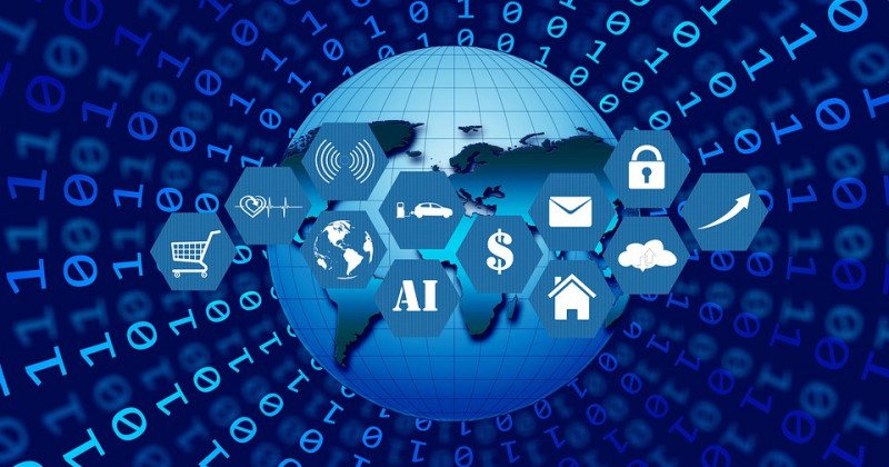 Red, mundo, iconos digitales